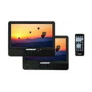 Koramzi Portable 9" Dual Screen DVD Player with Rechargeable Battery / AV In / USB &SD Card Reader / Remote Control / Car Adapter / IR Transmitter Ready / USB / Headrest Mounting Kit (Black)-PDVD-DS9