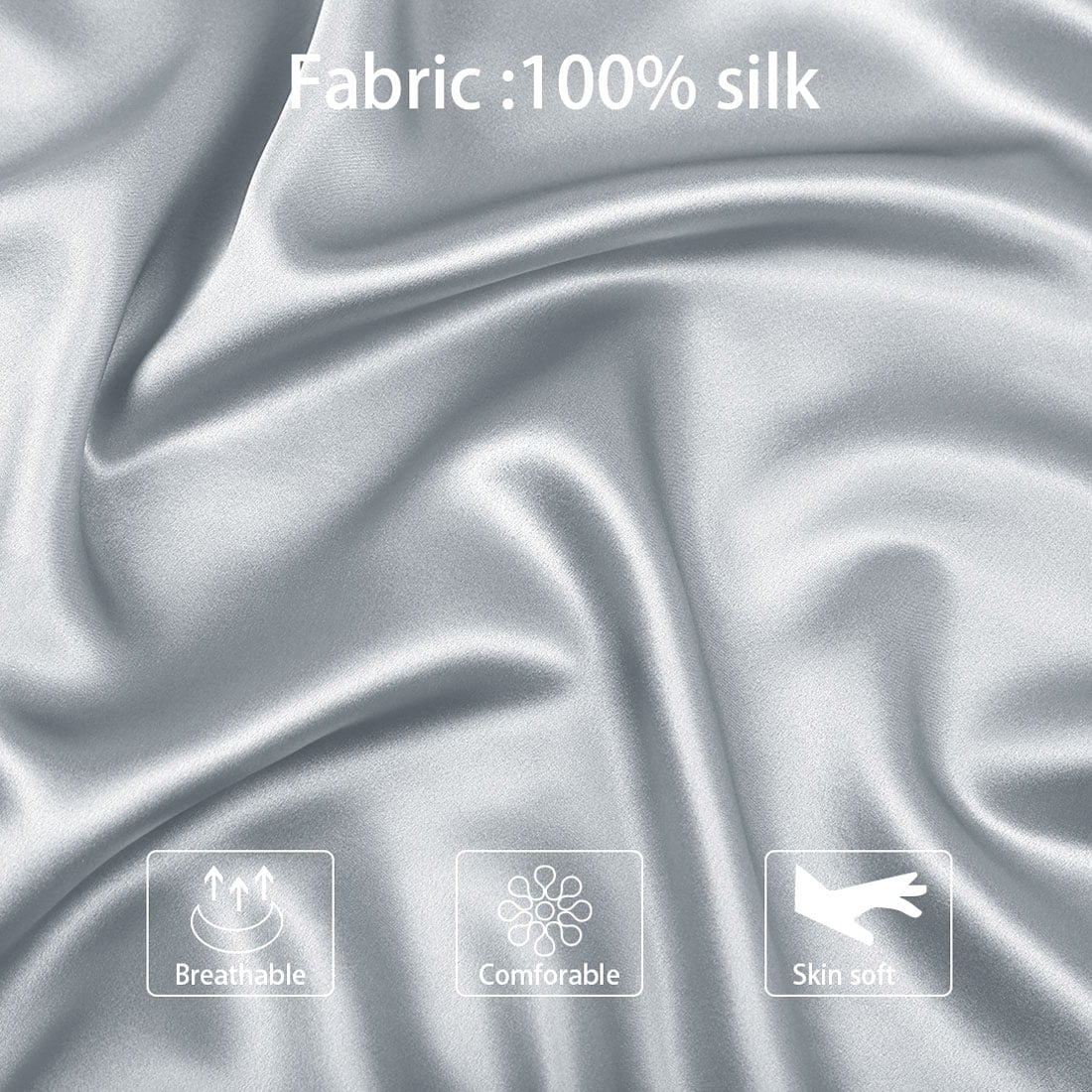 Unique Bargains Mulberry Silk Pillowcase 25 Momme 1Pc Silver Grey Standard