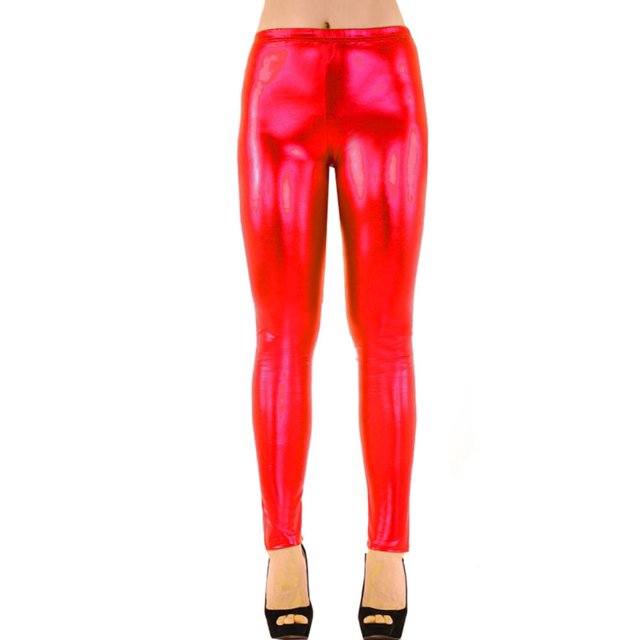 LAVRA Women's Metallic Shiny Full Length Leggings