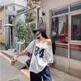 thumbnail image 2 of Y2K Goth Kwaii K-fashion Prints T-shirt T shirt Women Casual Loose Number Crop Top Off Shoulder Sexy Tee Tshirt Woman Clothing, 2 of 24