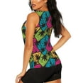 thumbnail image 4 of Picia Hawaii Palms Pattern Women's Workout Tank Top,Breathable Activewear,Slim Fit Athletic Top,Versatile Workout Moisture-wicking top-Medium, 4 of 9