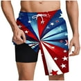 thumbnail image 2 of cllios Mens 4th of July Swim Trunks Swimming Trunks with Compression Liner Board Shorts 7 inch Quick Dry Swim Shorts Novelty Red White and Blue Swimsuit, 2 of 6