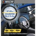 thumbnail image 2 of NASCAR Steering Wheel Cover | Pitstop Power Style | Universal Fit 14.5"-15.5" For Car, SUV, Truck, More | Synthetic Leather | Black w/ White Stitch, 2 of 7