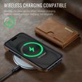 thumbnail image 5 of Allytechgroup Wallet Case for iPhone 15, PU Leather Wallet Case with Detachable Cards Holder Kickstand Support Wireless Charging Shockproof Protective Bumper for Women Men, Brown, 5 of 11