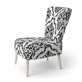 thumbnail image 2 of Designart "Black and White Damask" Upholstered Patterned Accent Chair and Arm Chair, 2 of 5