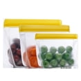 thumbnail image 3 of 8 Pieces Reusable Food Storage Bags,PEVA Leakproof Flat Freezer Bags for Kitchen,Reusable Snack Bags for Meat Fruit Vegetables Sandwiches, 3 of 7