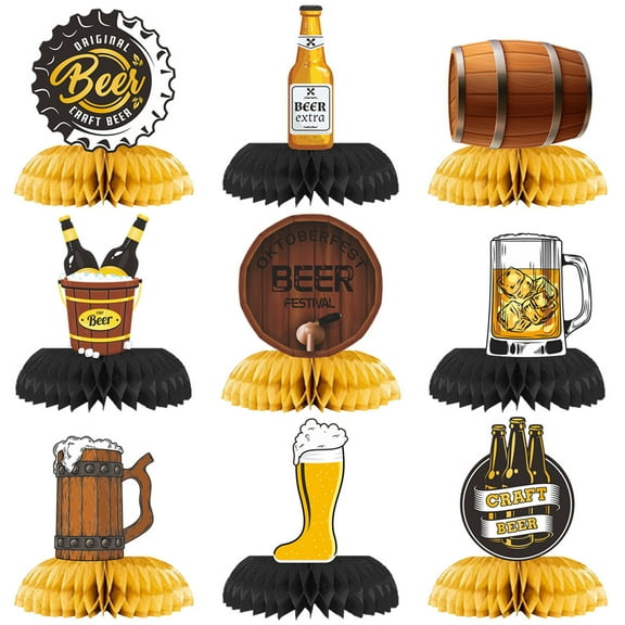 RUISINERY Bavarian Oktoberfests Honeycombed Table Decorations 9 Pieces Elegant Centerpieces for Beer Festival Party Supplies