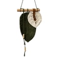 thumbnail image 3 of Tapiz tejido con borlas de hojas, tapiz de pared de algodón bohemio, decoración de pared de macramé para Verde, 3 of 9