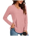 thumbnail image 1 of Timegard Womens Tops V Neck Comfy Solid Color Blouse Basic Tee Shirts Fall Casual Loose Long Sleeve Tops, 1 of 7