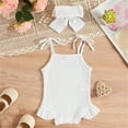 thumbnail image 4 of Sngxgn Baby Girl Romper Long Sleeve Jumpsuit Outfit Striped Ribbed Clothes for Girls(White,90), 4 of 4