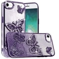 thumbnail image 2 of For iPhone 16e/17e Case Bling Butterflies 3D Glitter Phone Cover +Tempered Glass, 2 of 4
