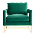 thumbnail image 3 of TOV Furniture Chaise Avery 20" Moderne en Velours et Acier Inoxydable Vert/or, 3 of 6