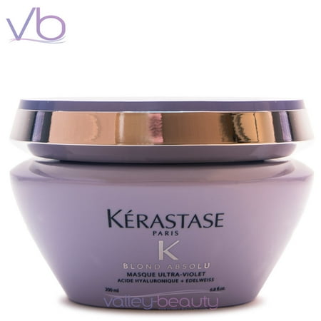 Platinum Blonde Hair Mask Kerastase Blond Absolu Hair Masque Ultra-Violet Anti-Brass Blonde Perfecting Purple Hair Mask, 200ml ()