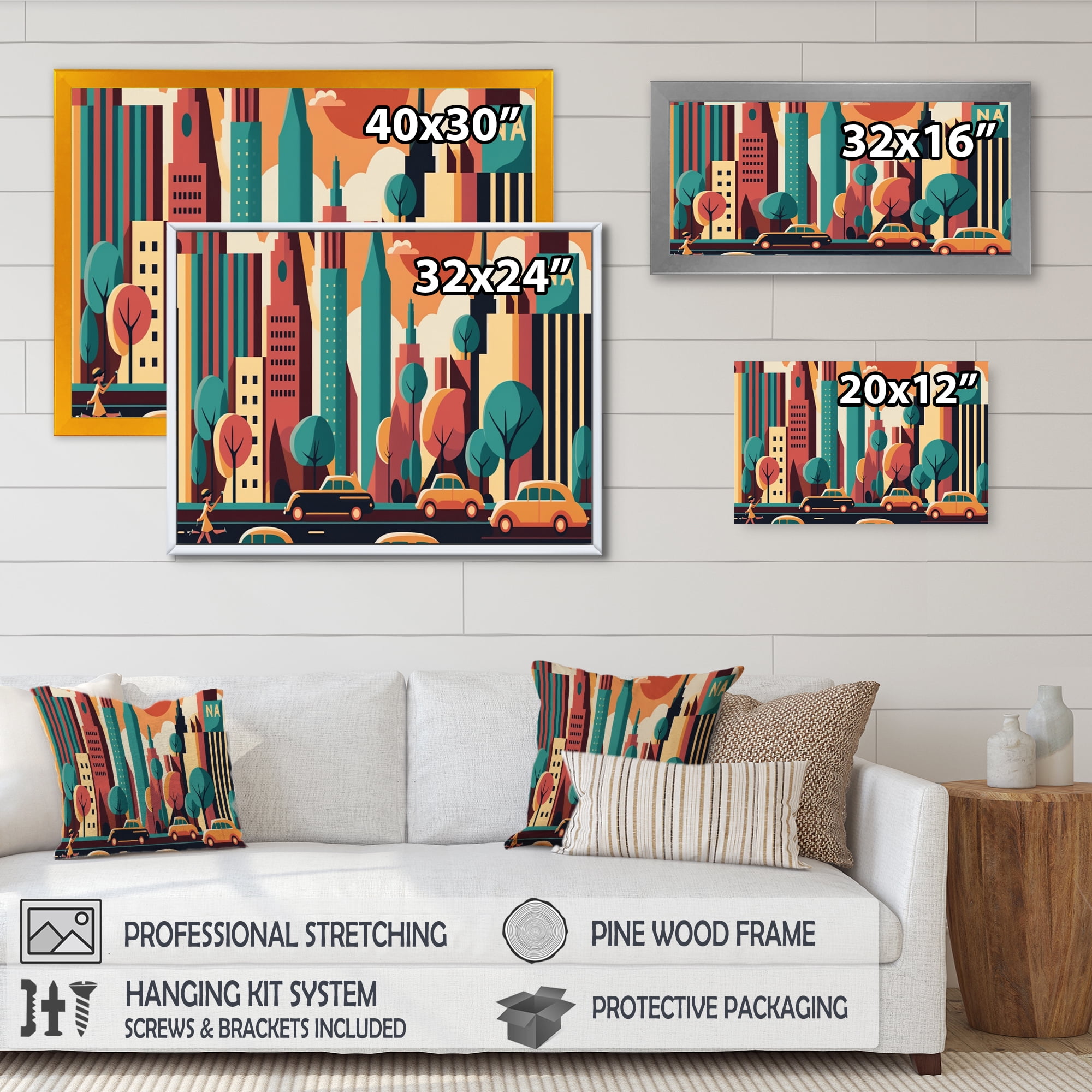 Designart Colorful Cityscape III Canvas Wall Art