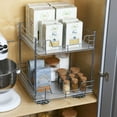 thumbnail image 5 of Household Essentials Glidez Steel Pull-Out/Slide-Out Storage Organizer with Plastic Liners for Under Cabinet or Wire Shelf  Use - 2-Tier Design - Fits Standard Size Cabinet or Shelf, Brushed Silver, 5 of 10