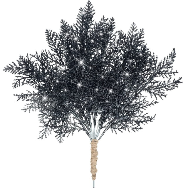 Nvzi Tallos de purpurina navideña, 20 piezas, púas de pino artificiales para relleno de adornos de árbol de Navidad (negro)