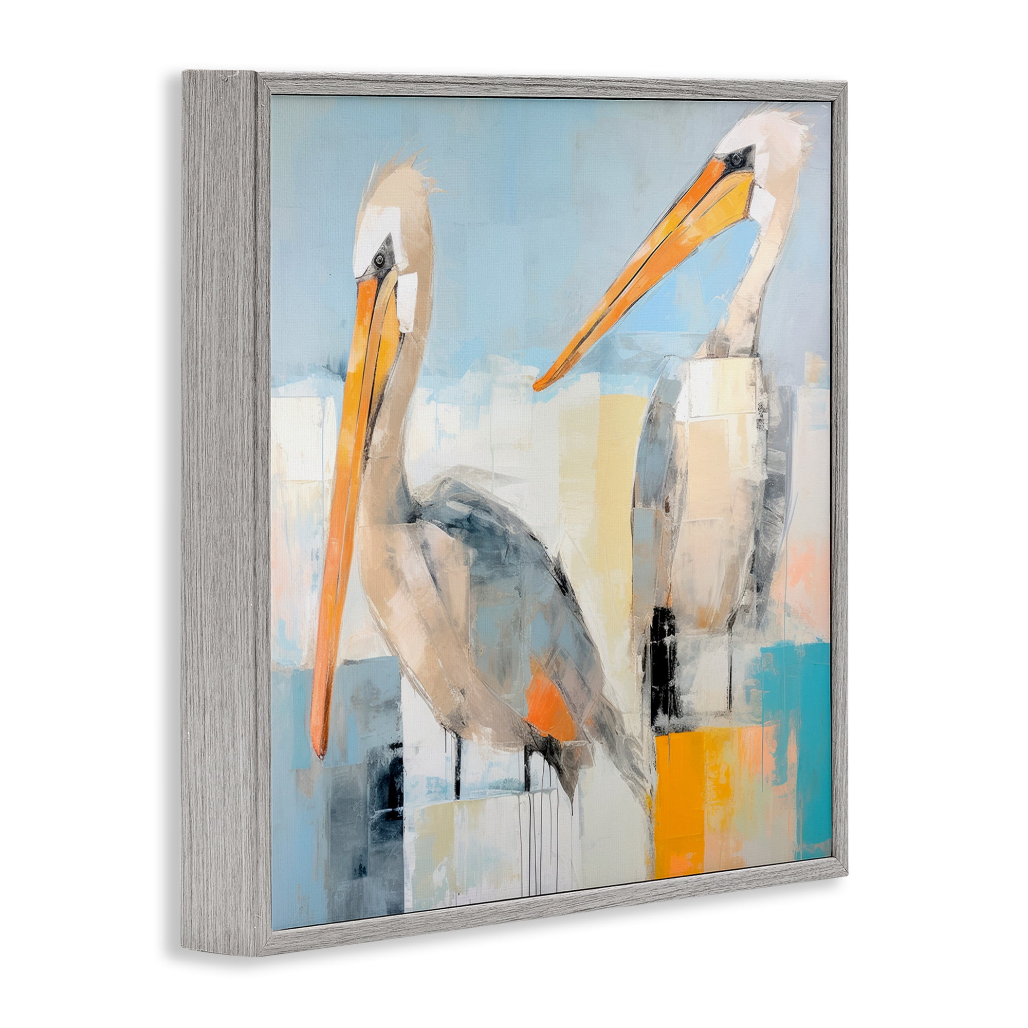 Stupell Industries Pelicans Abstract Pattern Animals & Insects Painting Gray Framed Art Print Wall Art, 24 x 24