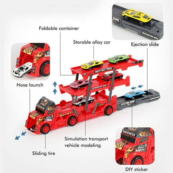 Car Transporter Truck Toys Three Layer Folding Vehicles Set Mega Hauler Truck Car Transporter Truck Toys Mega Hauler Truck With 6 Mini Cars Three Layer Folding Vehicles Set For