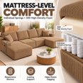 thumbnail image 4 of DTTRA 130" U-Shaped Boneless Modular Sectional Sofa with Double Chaise, 6 Seats, Corduroy, Brown, 4 of 8