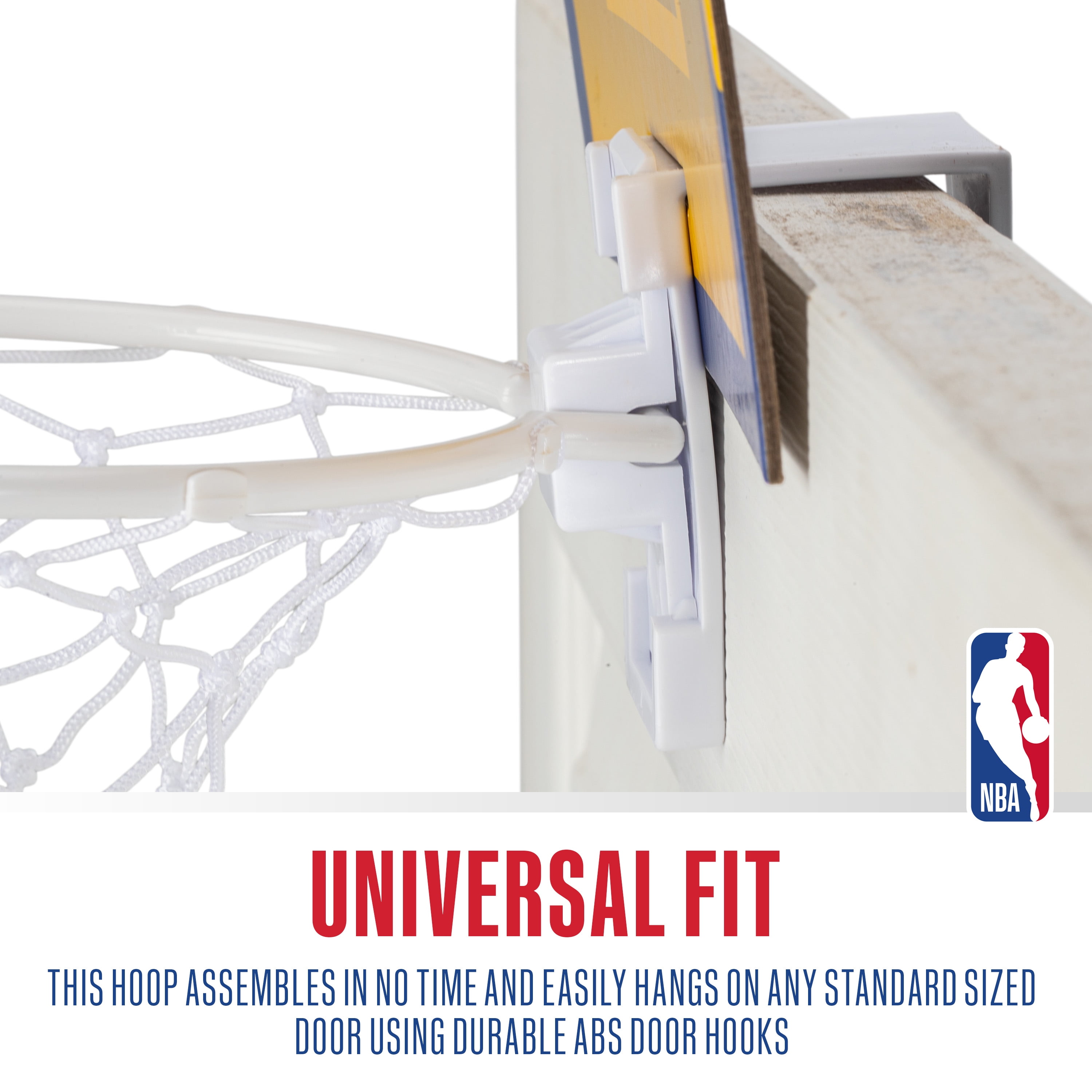 Franklin Sports NBA Golden State Warriors Mini Over the Door Basketball Hoop - Kids Indoor Mini Basketball Hoop + Basketball - NBA Fan Shop Mini Hoop for Bedroom + Office - Over the Door Mini Hoop Set