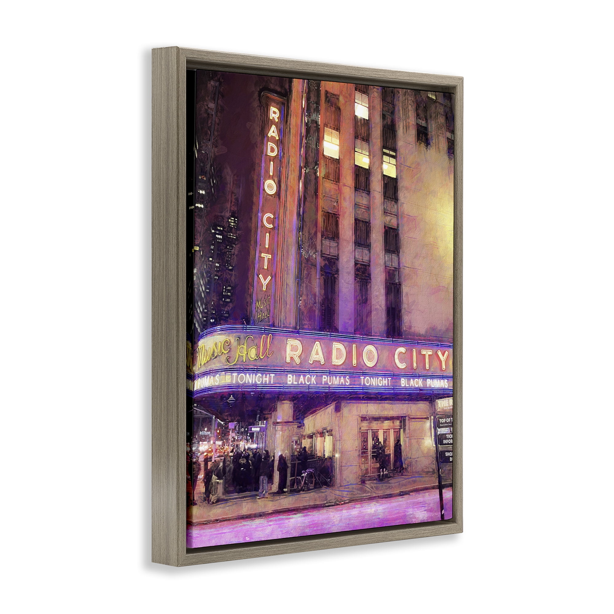 Stupell Industries Radio City Music Hall Brown Framed Floater Canvas Wall Art, design by Grotto Studios