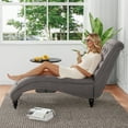 thumbnail image 7 of FFH Chaise Lounge Indoor, Velvet Button-Tufted Chaise Lounge Chair with Bolster Pillow, Gray, 7 of 7