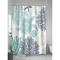 thumbnail image 5 of Shower Curtain Teal Turtle Shower Curtains for Bathroom, Waterproof Polyester Shower Curtain Set with Hooks, Extra Long 72" x 78" Coral Starfish Shell, 5 of 6