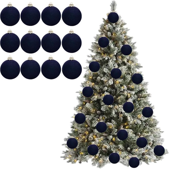 12 bolas de terciopelo para adornos navideños, 2,36'', adornos flocados para árbol de Navidad, bolas de terciopelo para adornos de árbol de Navidad, decoración de corona (#07)