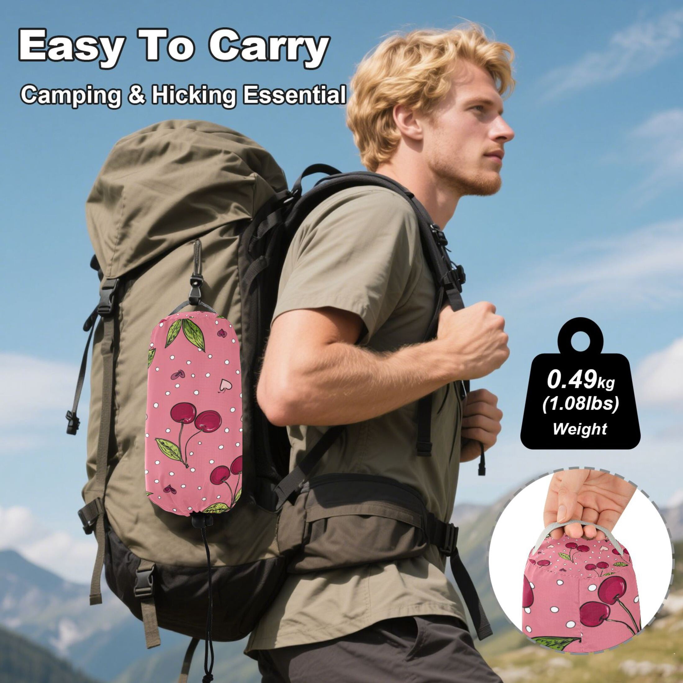 Hammock Camping Hammock Nylon Portable Hammock Travel Camping Hammock Sweet Cherry Chart Pattern