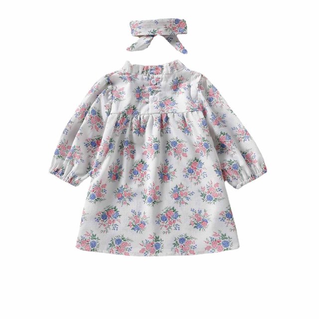 Vestido de princesa con cuello redondo y mangas largas con borde de hongo para bebés y niñas pequeñas de Herrnalise, venta de verano