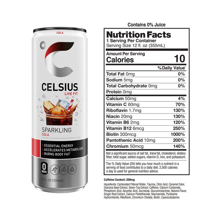 Celsius Sparkling Cola Energy Drink, 12 fl oz, 12 Pack photo 2