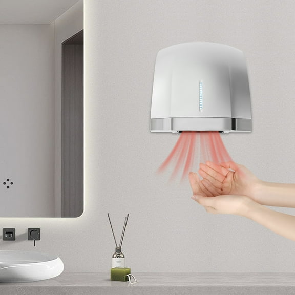 Miuameov Commercial Hand Dryer, Automatic Electric Hand Dryer 1800W High Speed Hand Air Dryer for Commercial and Household Noise Reduction (Silver)