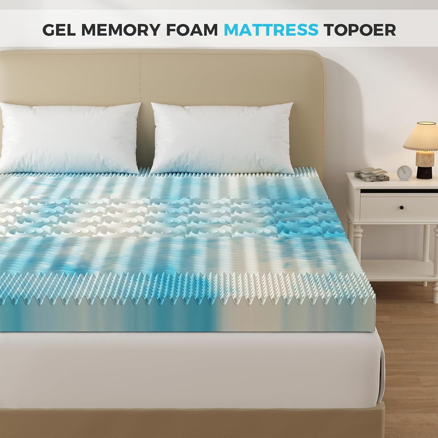 2 inches Full Size Gel Memory Foam Mattress Topper,Pressure Relief for Back Pain