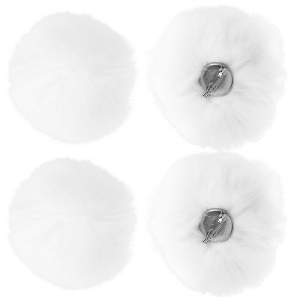 LIFKOME 4 Pcs Pompons Moelleux Blancs Artificiels Bricolage Décoration pour Artisanat