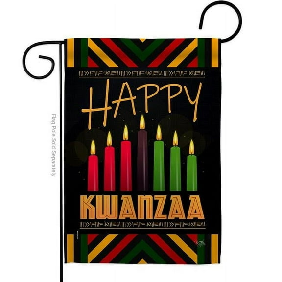 Breeze Decor G164234-BO Kwanzaa Greeting Garden Flag Winter 13 x 18.5 in. Double-Sided Decorative Vertical Flags for House Decoration Banner Yard Gift