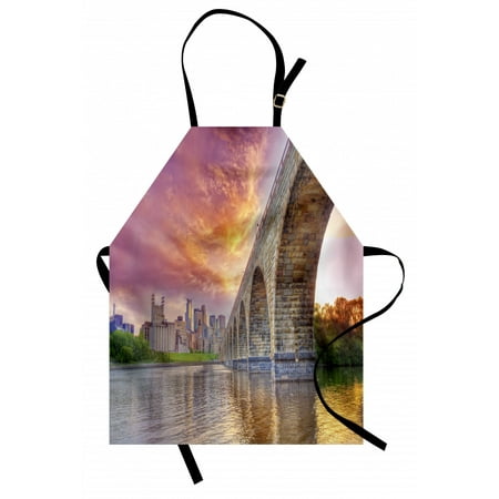 

Minnesota Apron Stained Abutments of Historical Stone Arch Bridge Crossing the Mississippi River Unisex Kitchen Bib with Adjustable Neck for Cooking Gardening Adult Size Multicolor by Ambesonne