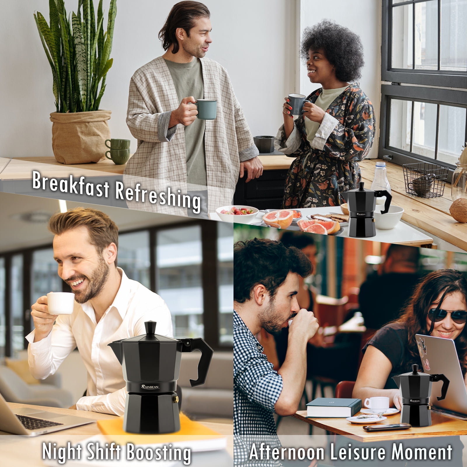 Lowestbest Classic Italian Style 6 Cup Coffee Moka Pot, Making Delicious Coffee, Easy to Operate and Quick to Clean the Pot Lowestbest Classic Italian Style 6 Cup Coffee Moka Pot, Making Delicious Coffee, Easy to Operate and Quick to Clean the Pot