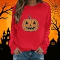 thumbnail image 2 of Fnooota Womens Halloween Sweatshirts, Fashion Rhinestone Graphic Pullover Long Sleeve Halloween Tops Red Size S, 2 of 5