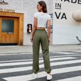 thumbnail image 5 of Sngxgn Cargo Pants Women Baggy Fashion Women Plus Size Drawstring Casual Solid Elastic Waist Pocket Loose Pants(AG,S), 5 of 7