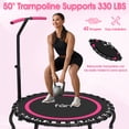 thumbnail image 5 of Jump Into Fun 50" Rebounder Trampoline for Adults, 330LBS Foldable Fitness Trampoline with Bungees, Adjustable Handlebar, Noise-free Exercise Rebounder for Indoor Workout, 5 of 9