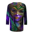 thumbnail image 4 of Qetyuw Mardi Gras Shirts for Women Fancy Mask Graphic Tees 3/4 Sleeve Tee Shirts Casual Theme Party Plus Size Tshirt, 4 of 5