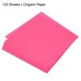 thumbnail image 3 of Papel de origami Uxcell de doble cara para proyectos de arte y manualidades para principiantes, 100 hojas, rosa fluorescente, 8x8 pulgadas, 3 of 5