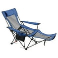 thumbnail image 1 of VEVOR Chaise de Camping Inclinable, 4 Positions Réglables, Chaise Longue Pliante Portable pour Adultes, Chaise de Plage en Maille avec Appui-Tête et Repose-Pieds, Supporte 220 Lb, Chaises de Camp Robustes pour Patio, Bleu, 1 of 9