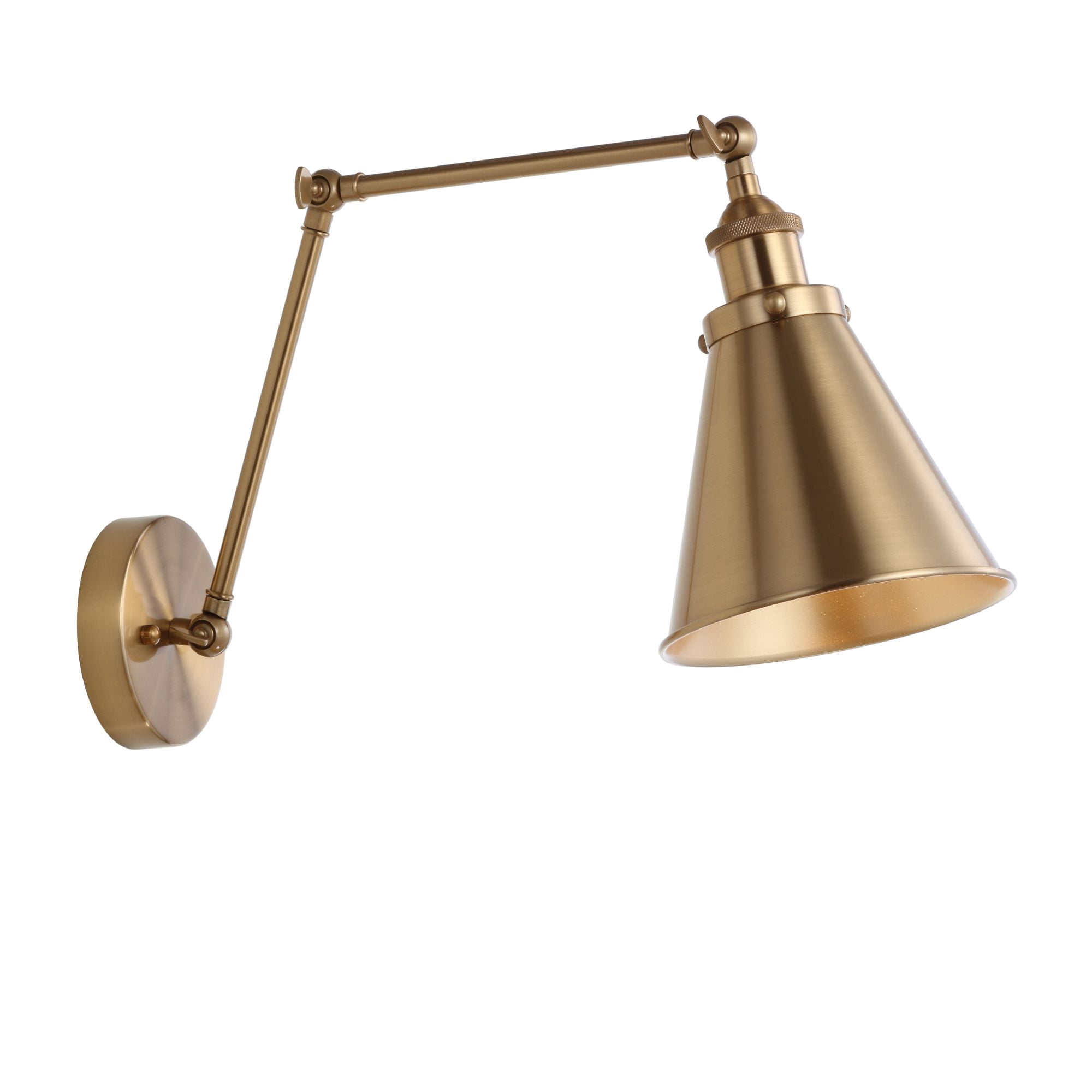 JONATHAN Y Rover 7" Classic Industrial Metal Adjustable Arm LED Wall Sconce, Brass