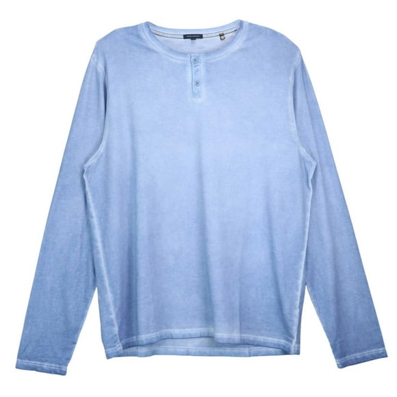 Patrick Assaraf Men's Blue Long Sleeve Distressed Shirt Long-sleeve - M