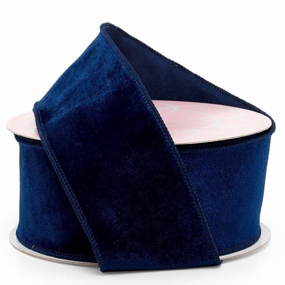 Paper Mart Premium Navy Velvet Wired Ribbon – 2.5" x 10 Yards