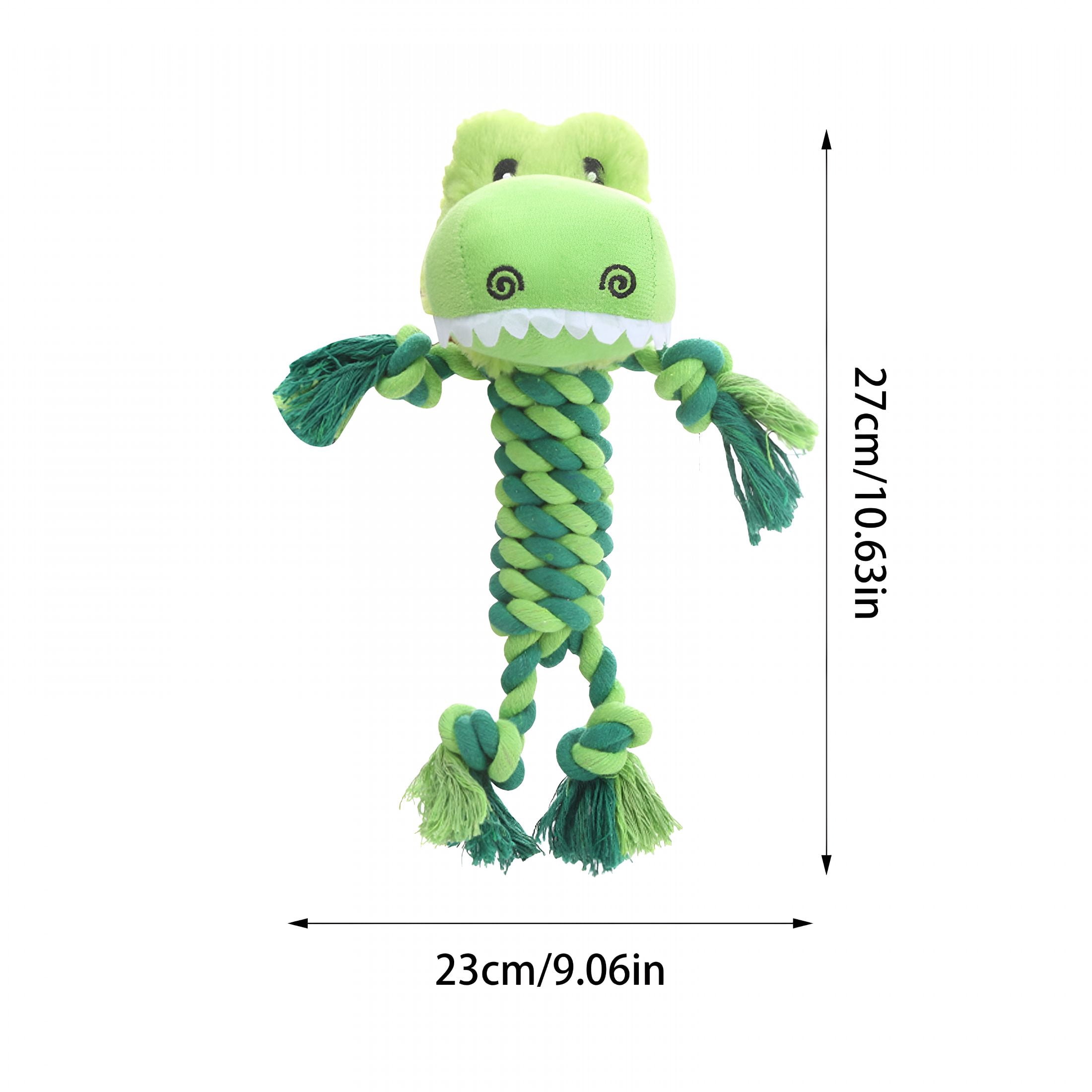 BESTSKY Squeaky Animal Rope Chew Toy for Dogs Cotton Braided Tug Toy with Cute Dinosaur Shapes Interactive Pet Toy for Indoor Outdoor Play