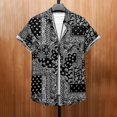 thumbnail image 3 of Camisa hawaiana con estampado retro de flores y empalmes para hombre, blusas de manga corta con botones y solapa, estilo hawaiano, para verano, 3 of 5