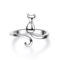 thumbnail image 4 of DPTALR Cute cat temperament Cat tail plated S925 silver creative opening ring for women, 4 of 8