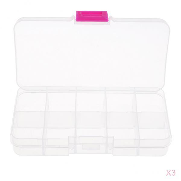 10 Compartimentos Piezas de Plástico Gadgets Caja de Almacenamiento de Herramientas Caja Artesanales Caja de Joyería Caja de Organizad BLESIY Almacenamiento de costura transparente